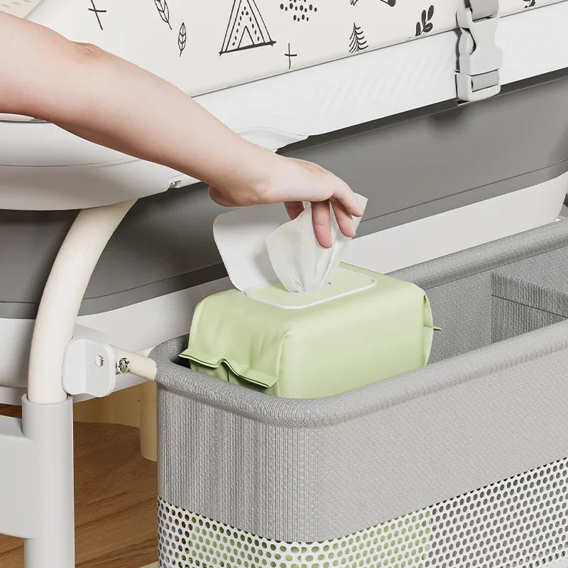 2-in-1 Baby Changing Table with Bathtub Foldable Infant Diaper Station Portable with Storage Tray Anti-rollover Design