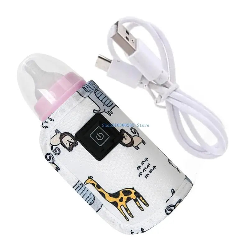 K9FF Baby Bottle Heater Case USB Charging Heating Sleeve Milk Warmer 3-Gear Adjustable Insulated Breastmilk Heating Bag