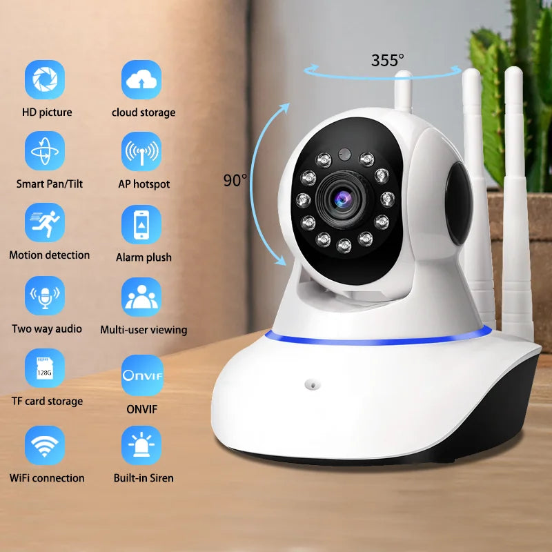 Wifi Camera Wireless PTZ IP Dome Camera Two Way Audio Home Security CCTV Baby Monitor V380 Pro APP With RJ45 Port