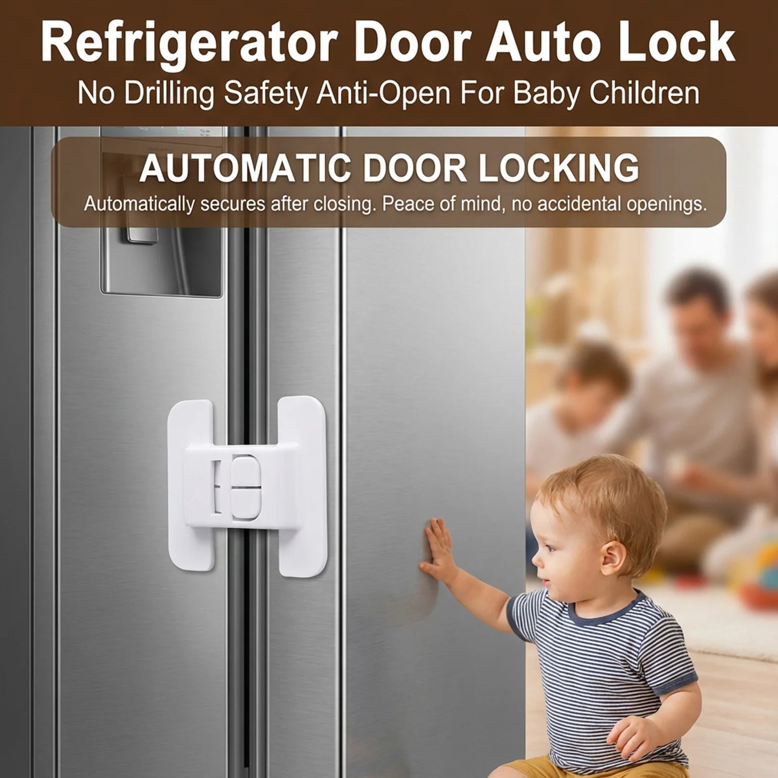 Refrigerator Door Auto Lock Safety Drawer Closer Baby Proofing ABS Material Anti-Open Drawer Closer For Baby Children Protection