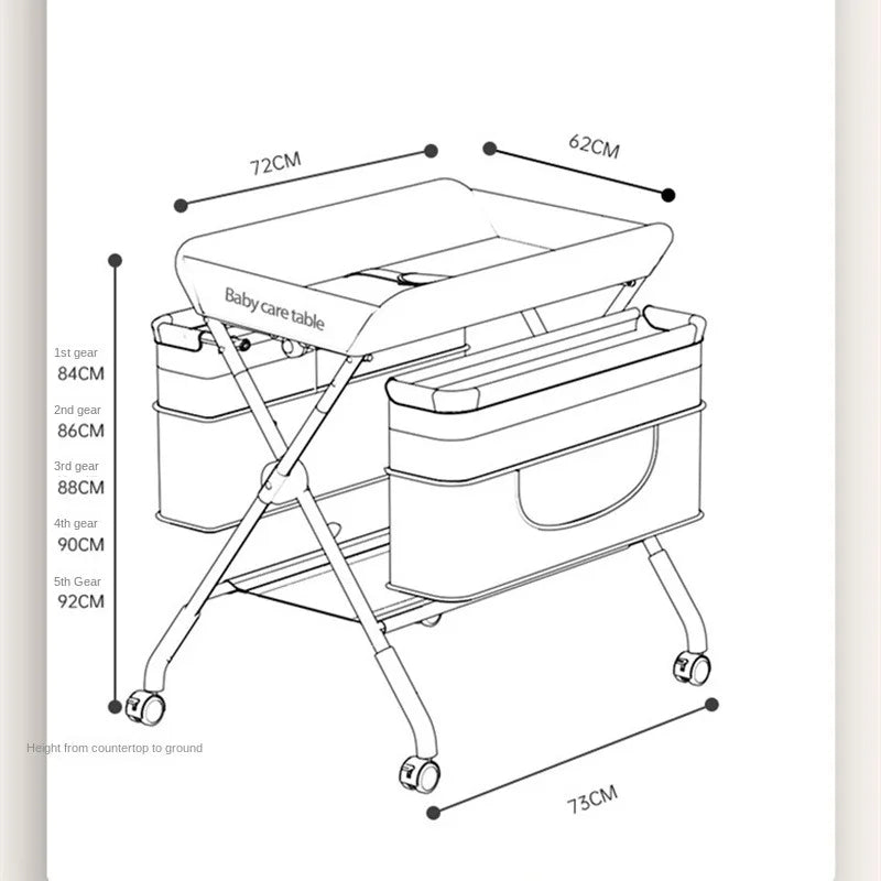Portable Changing Table, One-Touch Folding Baby Diaper Changing Station with Wheels Adjustable Height for Infant With Many Gift