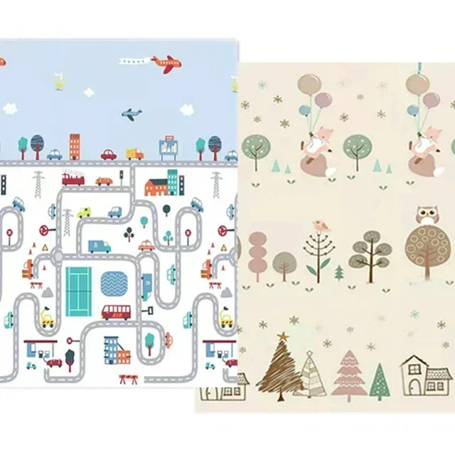180*200cm Baby Playmat Folding XPE Play Mat Kid Soft Floor Mat Nursery Cartoon Activity Game Pad Double Surface Baby Carpet Gift
