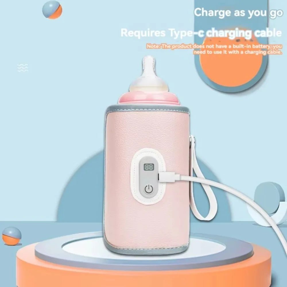 Digital Baby Bottle Warmer 5 Levels Type-C Milk Bottle Insulation Cover LED Display Heating Bottle Thermal Heater Newborn