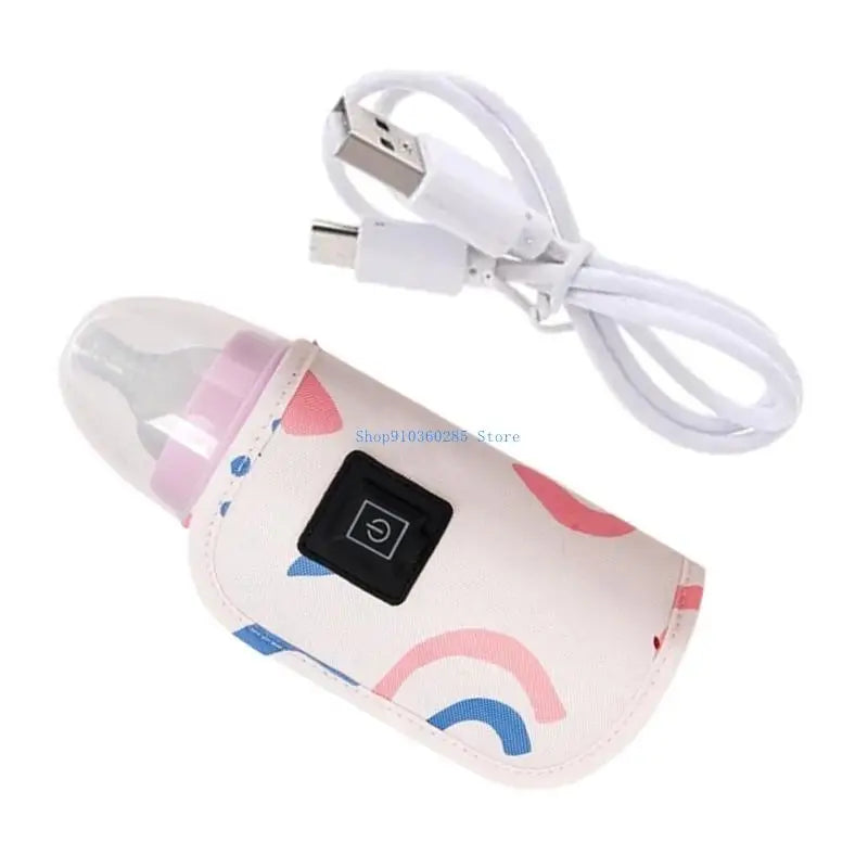 K9FF Baby Bottle Heater Case USB Charging Heating Sleeve Milk Warmer 3-Gear Adjustable Insulated Breastmilk Heating Bag