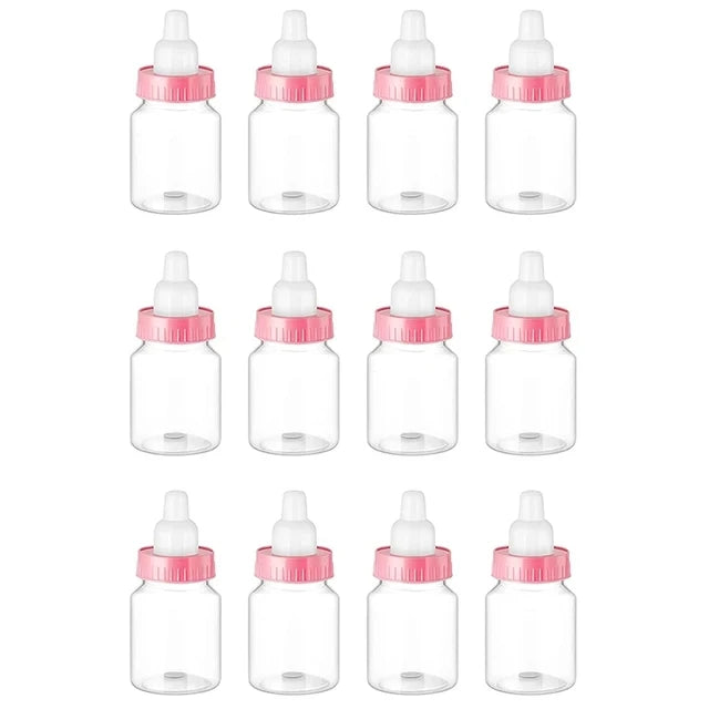 12Pcs Baby Bottle Baby Shower Favor Plastic Candy Bottle Mini Feeding Bottle for Birthday Baby Shower Gift Decor