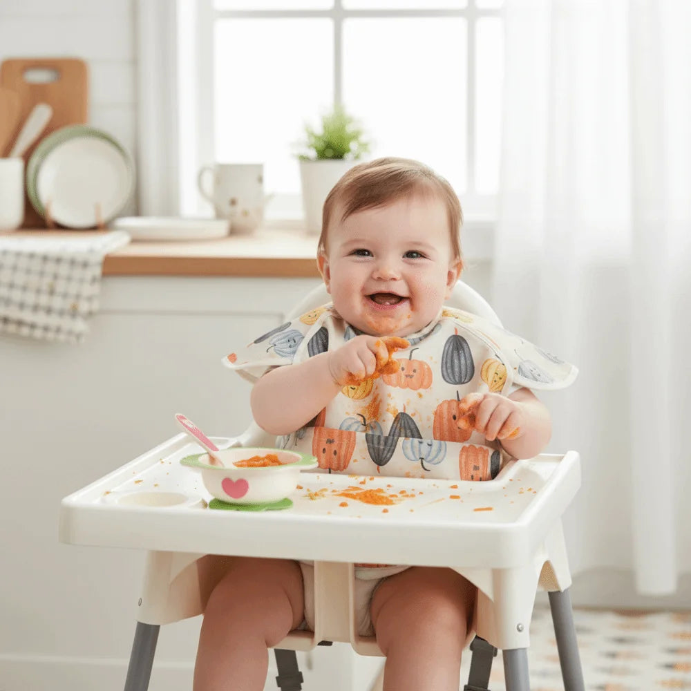 Cute Waterproof Baby Bibs Short Sleeve Soft Feeding Apron Dirt Proof Cartoon Print Bandana Bibs Kids Products