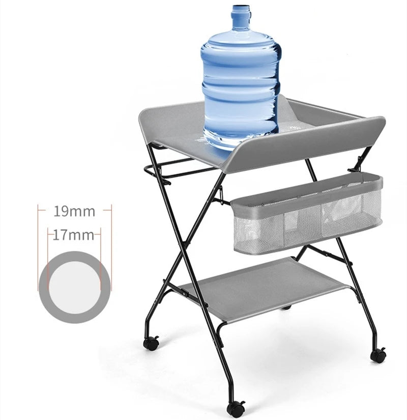 Baby Folding Portable Changing Table Diaper Changing Station Table With Side Basket for Nursery with Safety Belt And Storage Bag