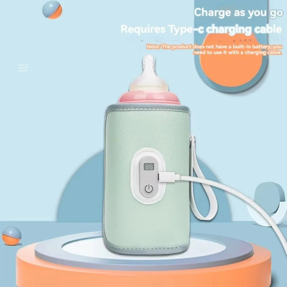 Digital Baby Bottle Warmer 5 Levels Type-C Milk Bottle Insulation Cover LED Display Heating Bottle Thermal Heater Newborn
