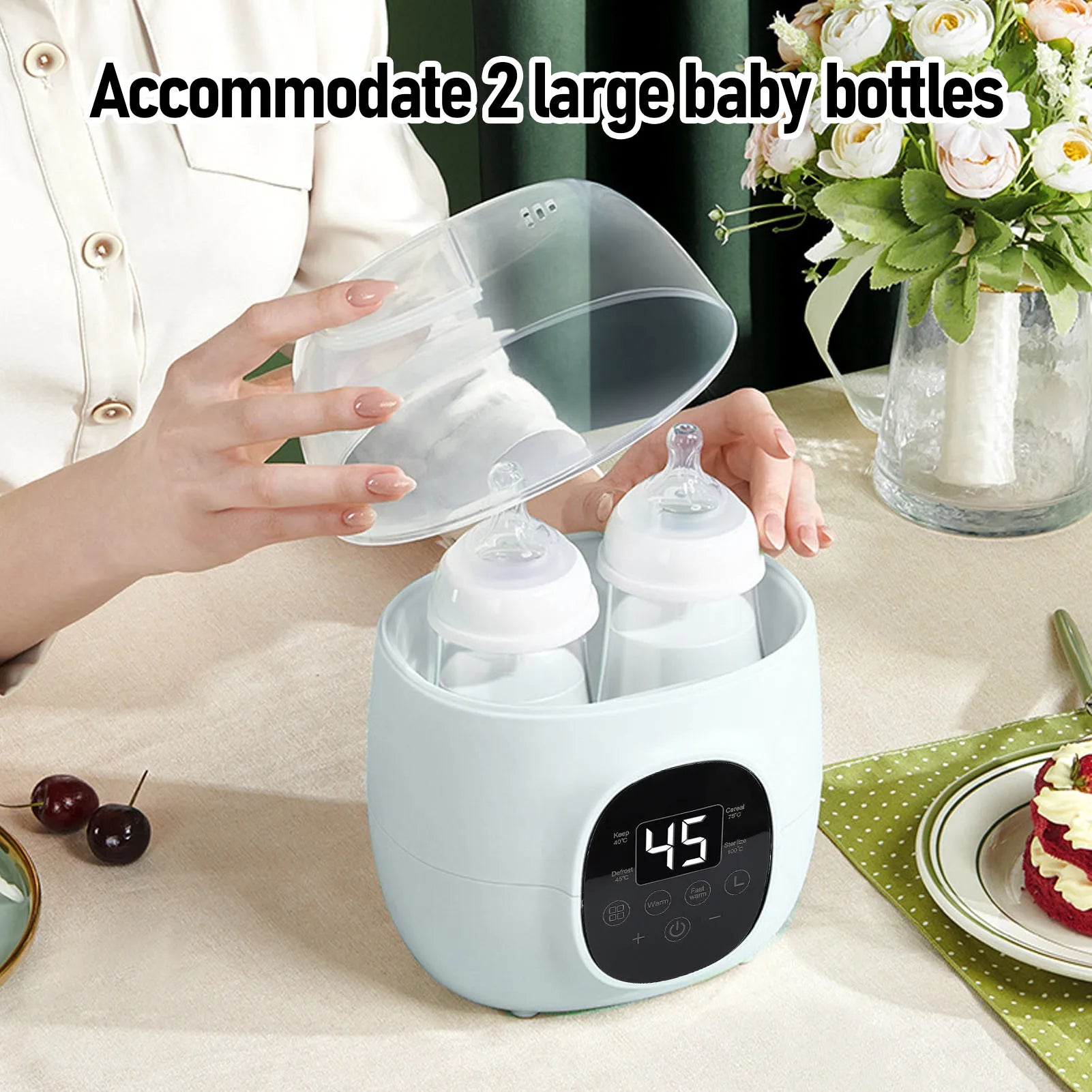 Baby Bottle Warmer 200W PP Multifunctional Fast Heating Baby Food Milk Warmer with Defrost for Breastmilk All Bottle Sizes.