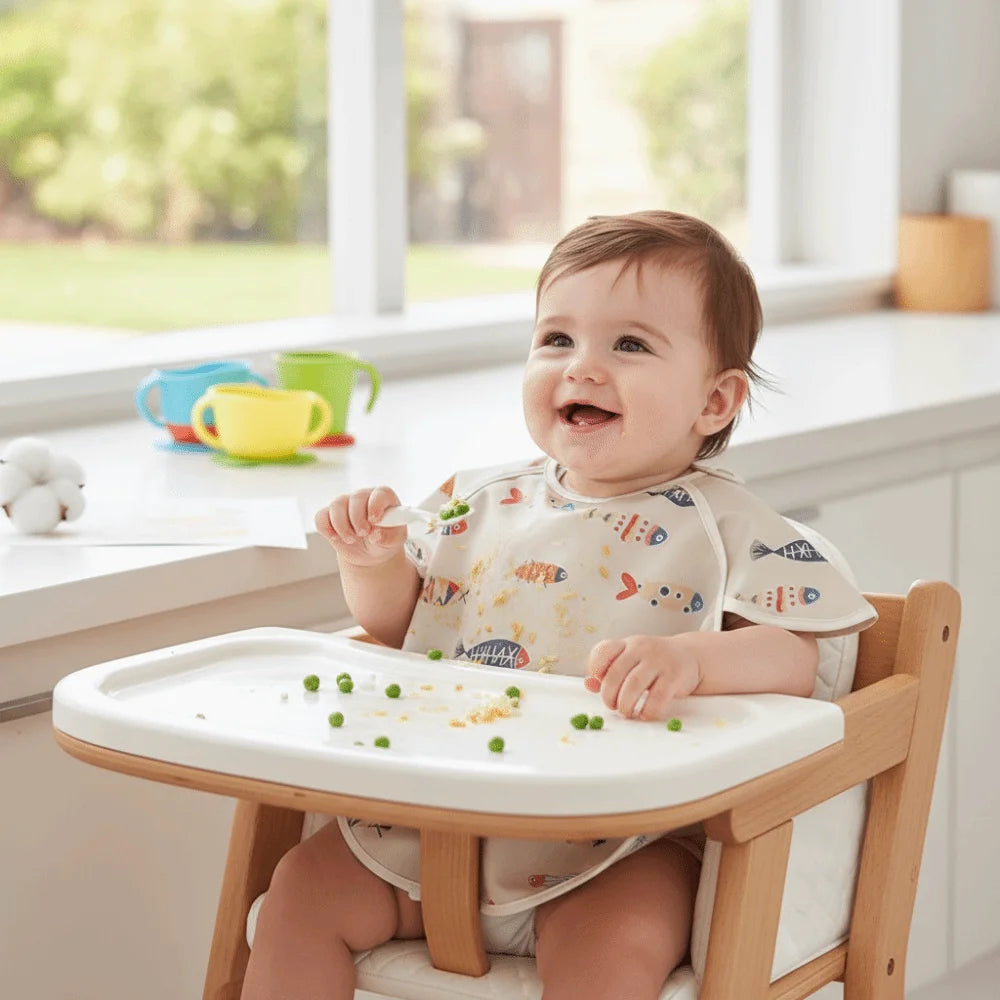 Cute Waterproof Baby Bibs Short Sleeve Soft Feeding Apron Dirt Proof Cartoon Print Bandana Bibs Kids Products