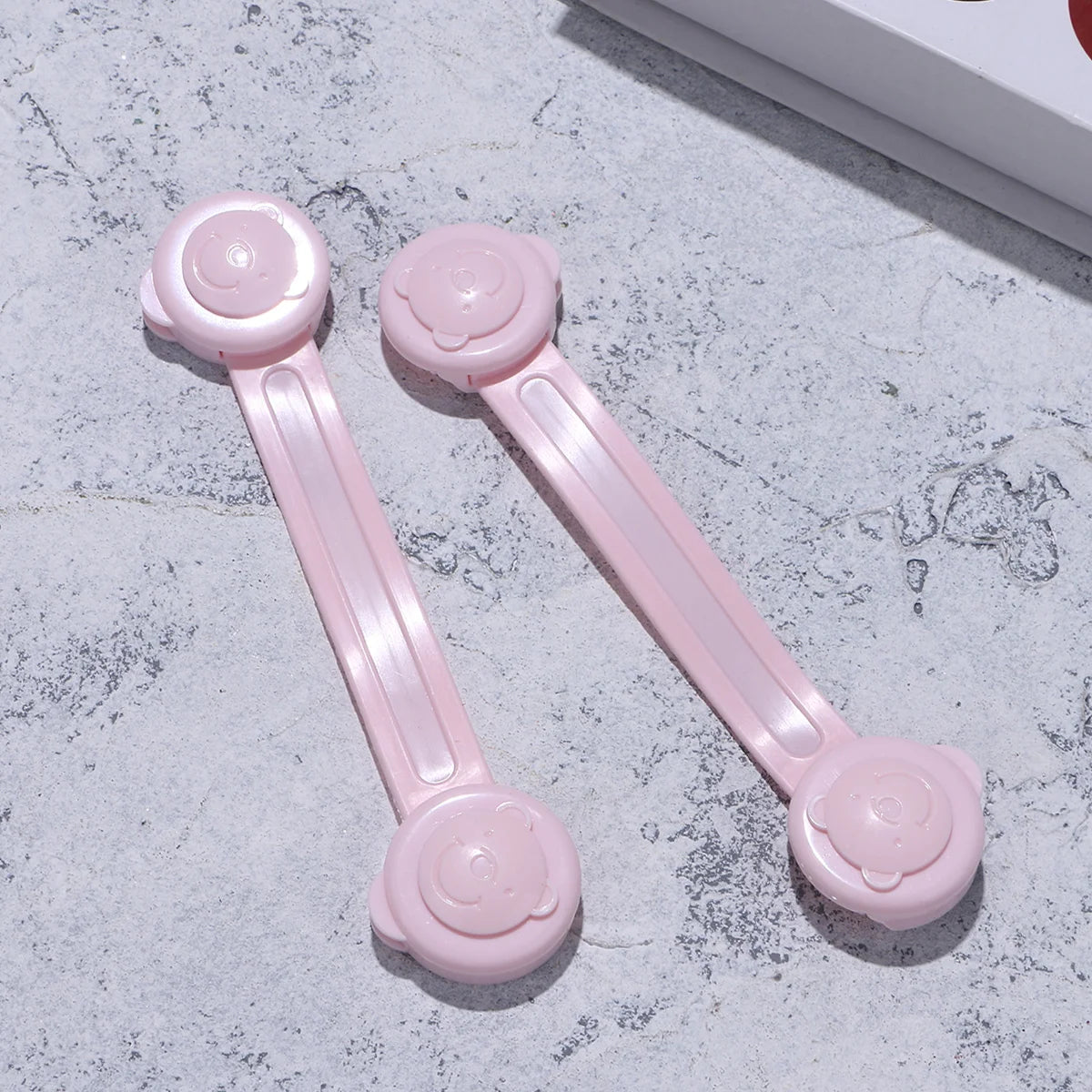 2Pcs Bear Shaped Child Safety Locks Premium ABS Material Easy Open Protective Cabinet Drawer Latches Baby Proof Lock for Infant
