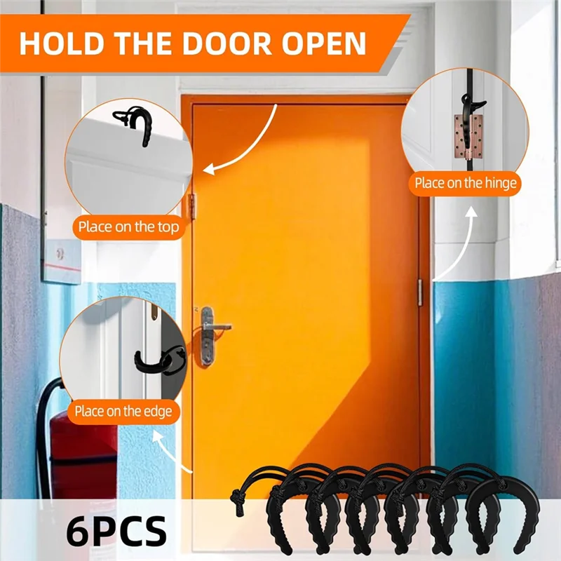 Fresh 6 Pack First Responder Door Stops Security Black Door Stoppers Baby Proof Door Handle Stopper Pinch Guard Finger Protectio