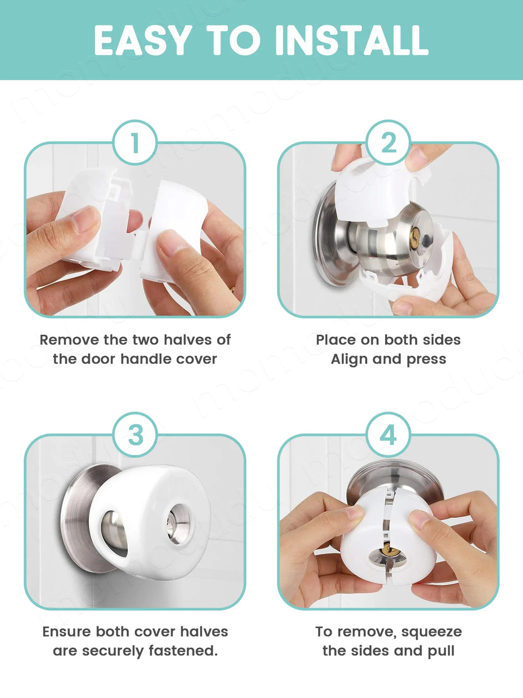 Baby Door Knob Safety Covers, Child Proof & Anti-Collision Protectors for Standard Round Handles