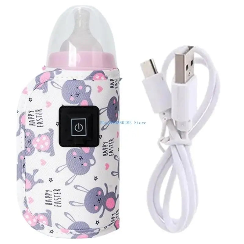 K9FF Baby Bottle Heater Case USB Charging Heating Sleeve Milk Warmer 3-Gear Adjustable Insulated Breastmilk Heating Bag