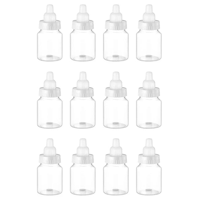 12Pcs Baby Bottle Baby Shower Favor Plastic Candy Bottle Mini Feeding Bottle for Birthday Baby Shower Gift Decor
