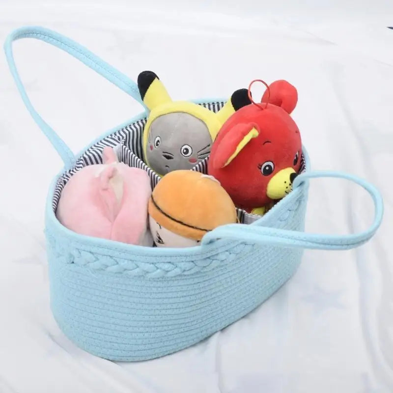 Baby Diaper Caddy Portable Cotton Rope Mummy Carriage Nursery Storage Basket Bag Handbag for Changing Table