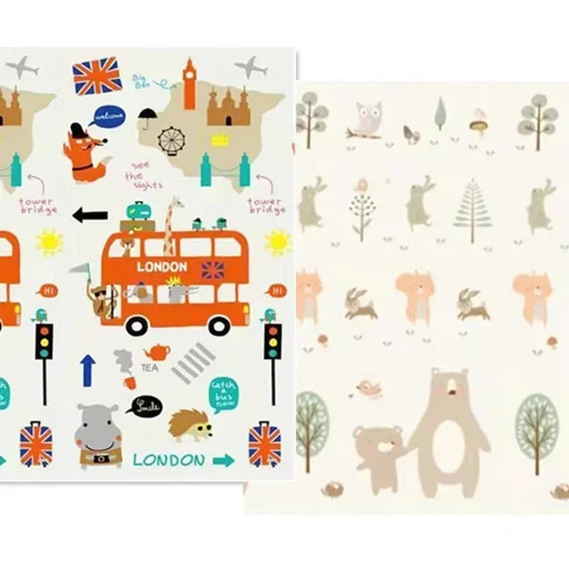 180*200cm Baby Playmat Folding XPE Play Mat Kid Soft Floor Mat Nursery Cartoon Activity Game Pad Double Surface Baby Carpet Gift