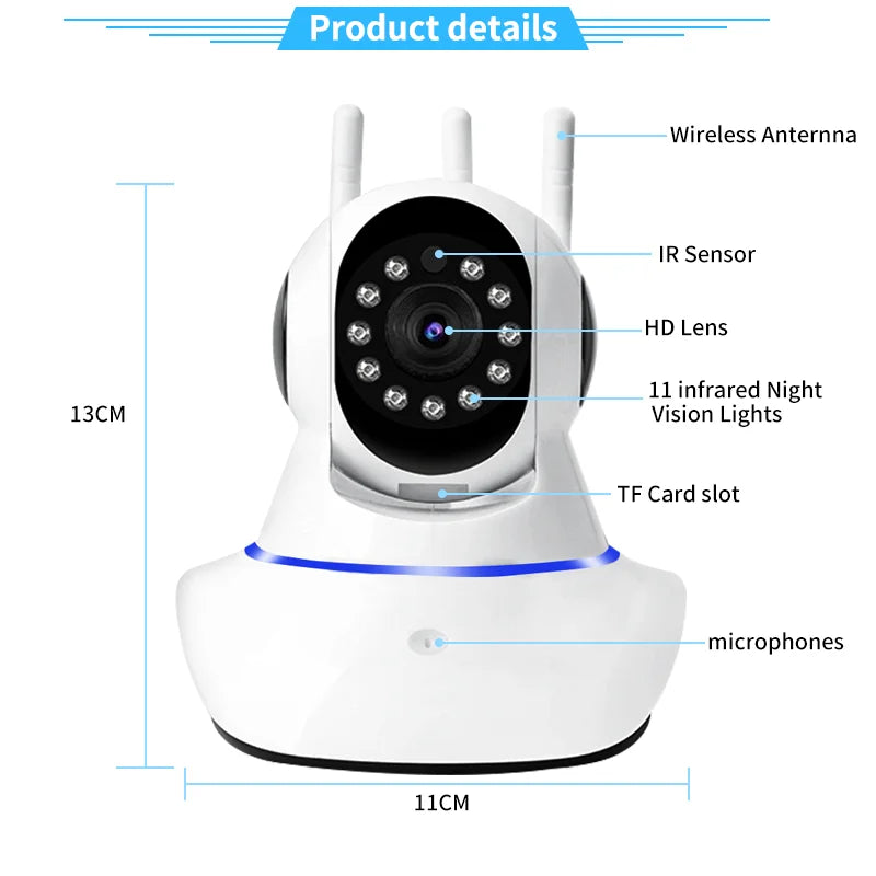 Wifi Camera Wireless PTZ IP Dome Camera Two Way Audio Home Security CCTV Baby Monitor V380 Pro APP With RJ45 Port