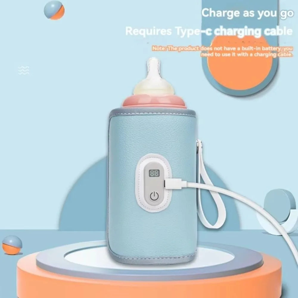 Digital Baby Bottle Warmer 5 Levels Type-C Milk Bottle Insulation Cover LED Display Heating Bottle Thermal Heater Newborn