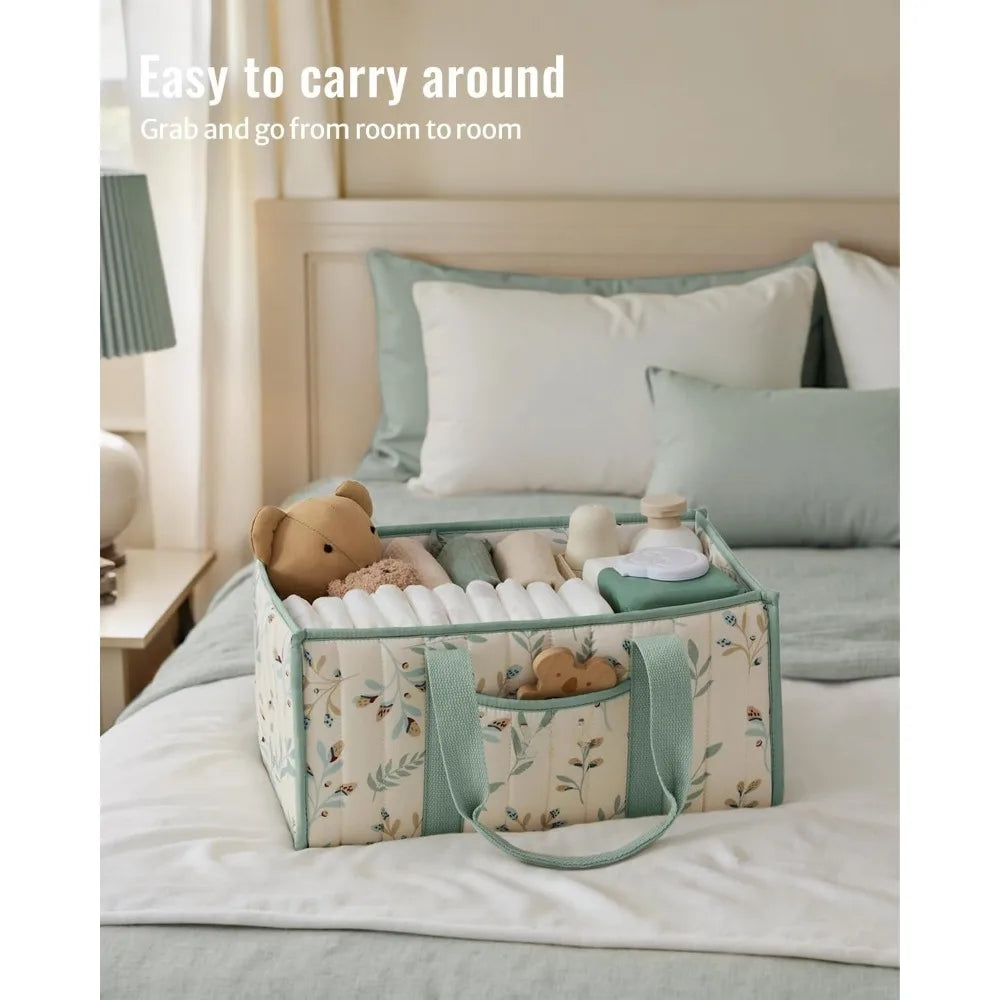Large Cotton Rope Baby Diaper Caddy Organizer for Changing Table Stylish Nursery Storage Basket Gift for Baby Shower & Registry