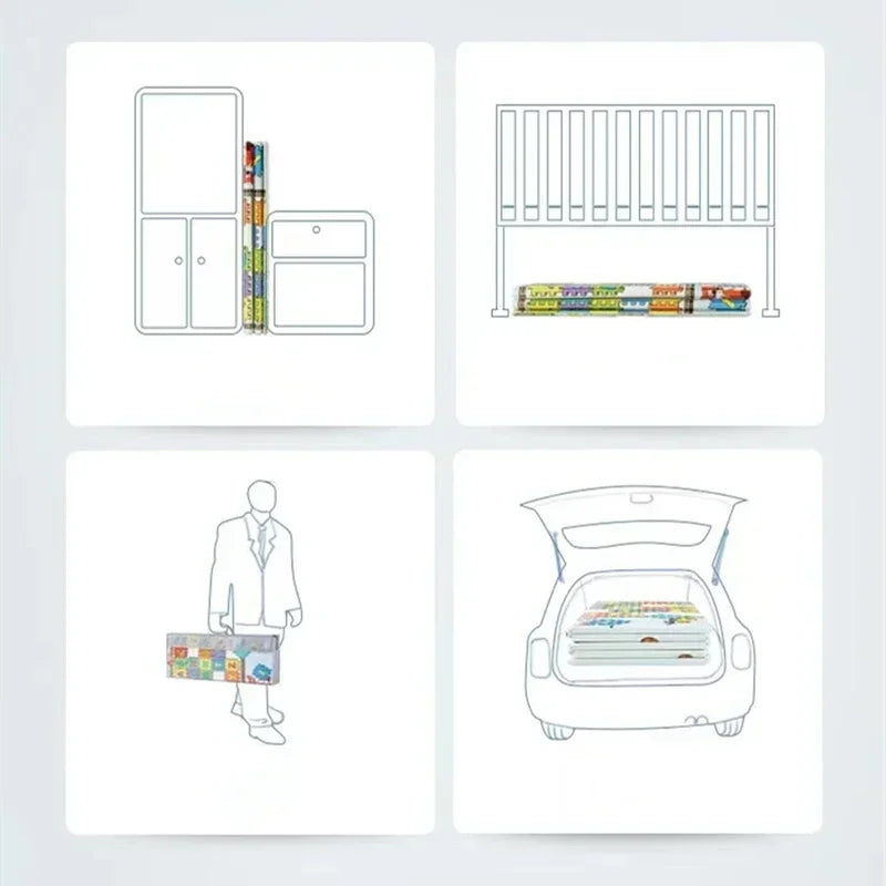 180*200cm Baby Playmat Folding XPE Play Mat Kid Soft Floor Mat Nursery Cartoon Activity Game Pad Double Surface Baby Carpet Gift