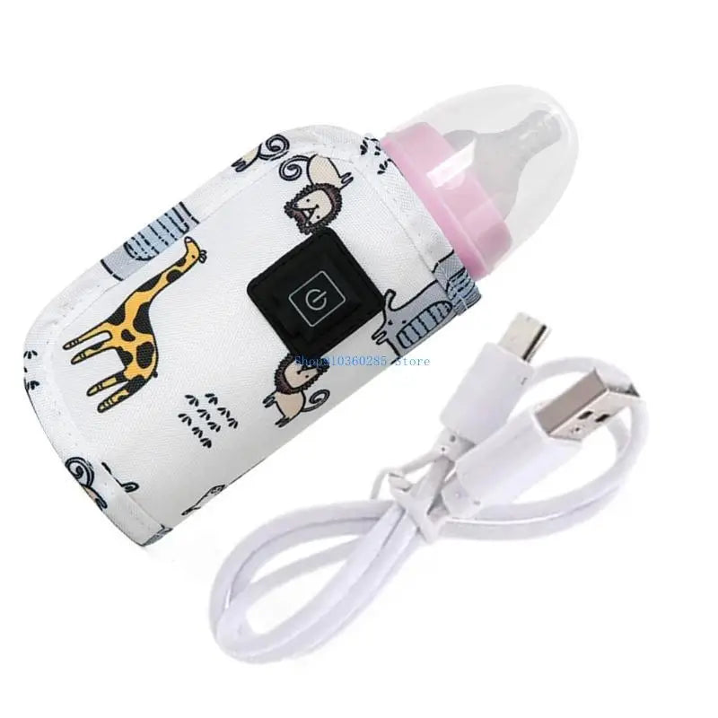 K9FF Baby Bottle Heater Case USB Charging Heating Sleeve Milk Warmer 3-Gear Adjustable Insulated Breastmilk Heating Bag