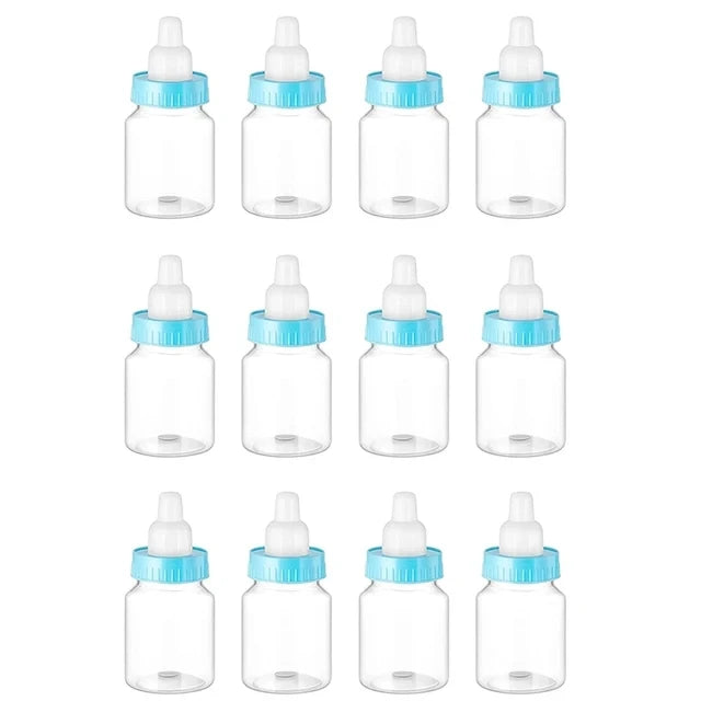 12Pcs Baby Bottle Baby Shower Favor Plastic Candy Bottle Mini Feeding Bottle for Birthday Baby Shower Gift Decor