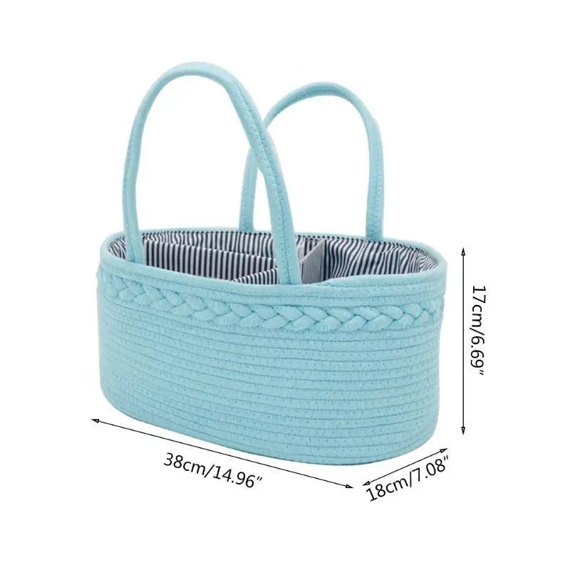 Baby Diaper Caddy Portable Cotton Rope Mummy Carriage Nursery Storage Basket Bag Handbag for Changing Table