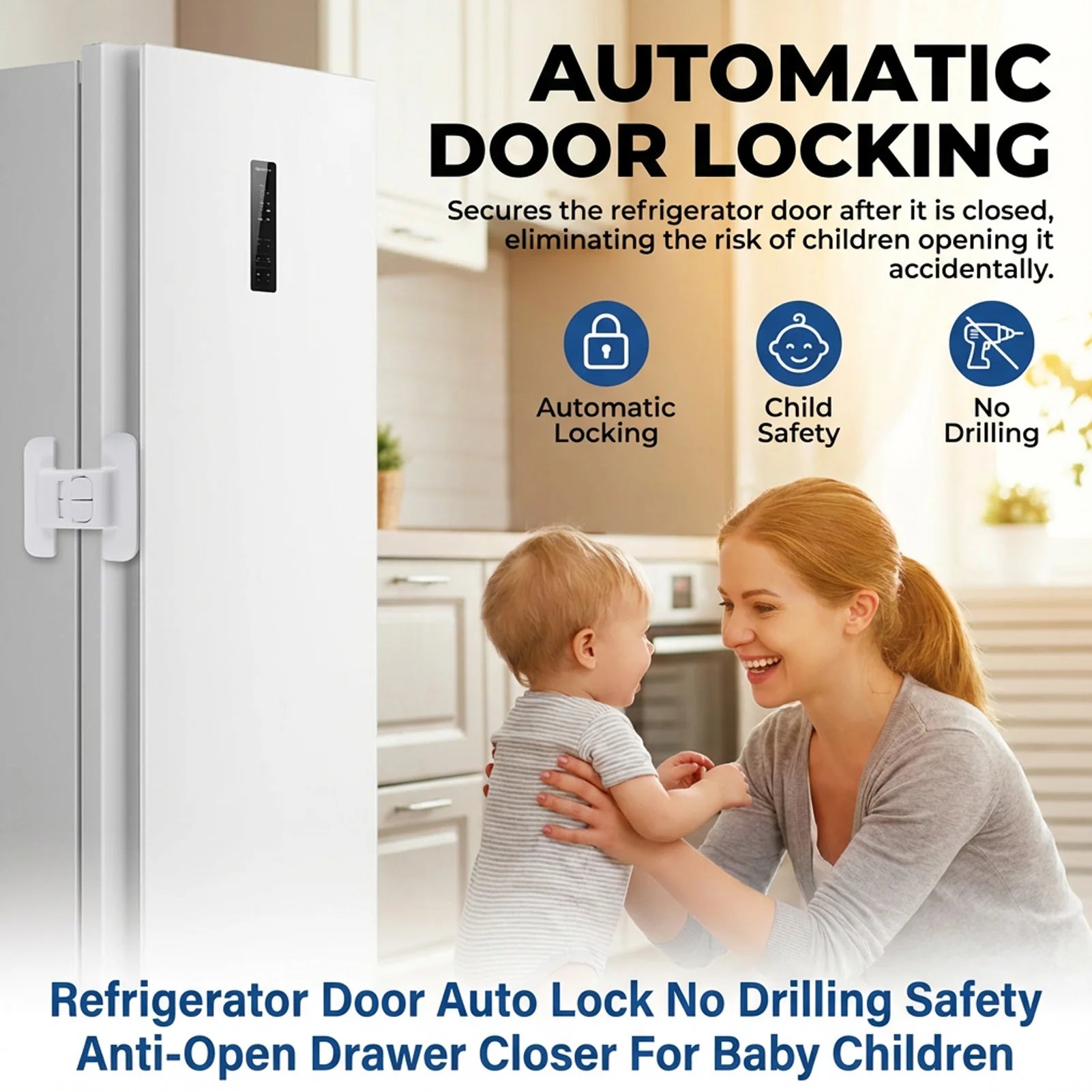 Refrigerator Door Auto Lock Safety Drawer Closer Baby Proofing ABS Material Anti-Open Drawer Closer For Baby Children Protection