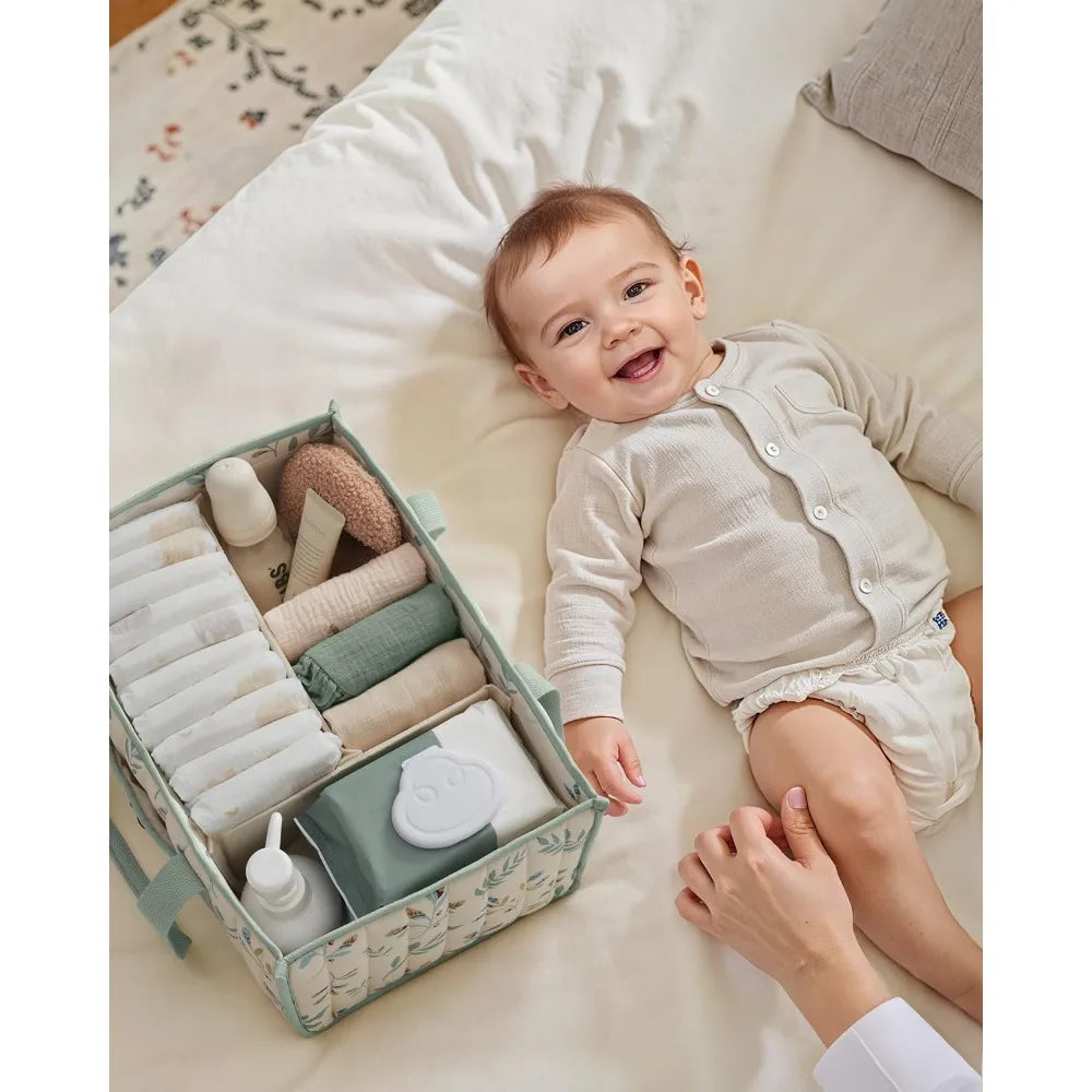 Large Cotton Rope Baby Diaper Caddy Organizer for Changing Table Stylish Nursery Storage Basket Gift for Baby Shower & Registry