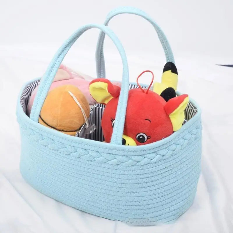Baby Diaper Caddy Portable Cotton Rope Mummy Carriage Nursery Storage Basket Bag Handbag for Changing Table