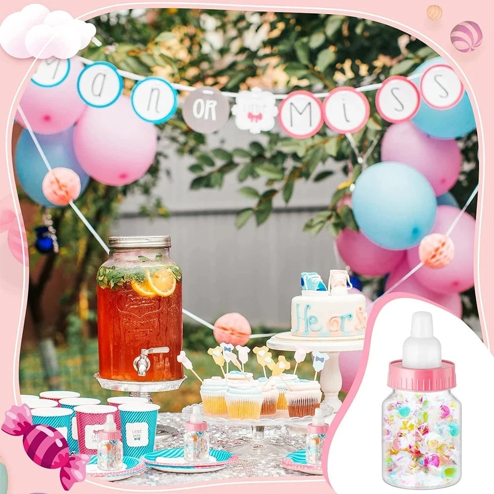12Pcs Baby Bottle Baby Shower Favor Plastic Candy Bottle Mini Feeding Bottle for Birthday Baby Shower Gift Decor