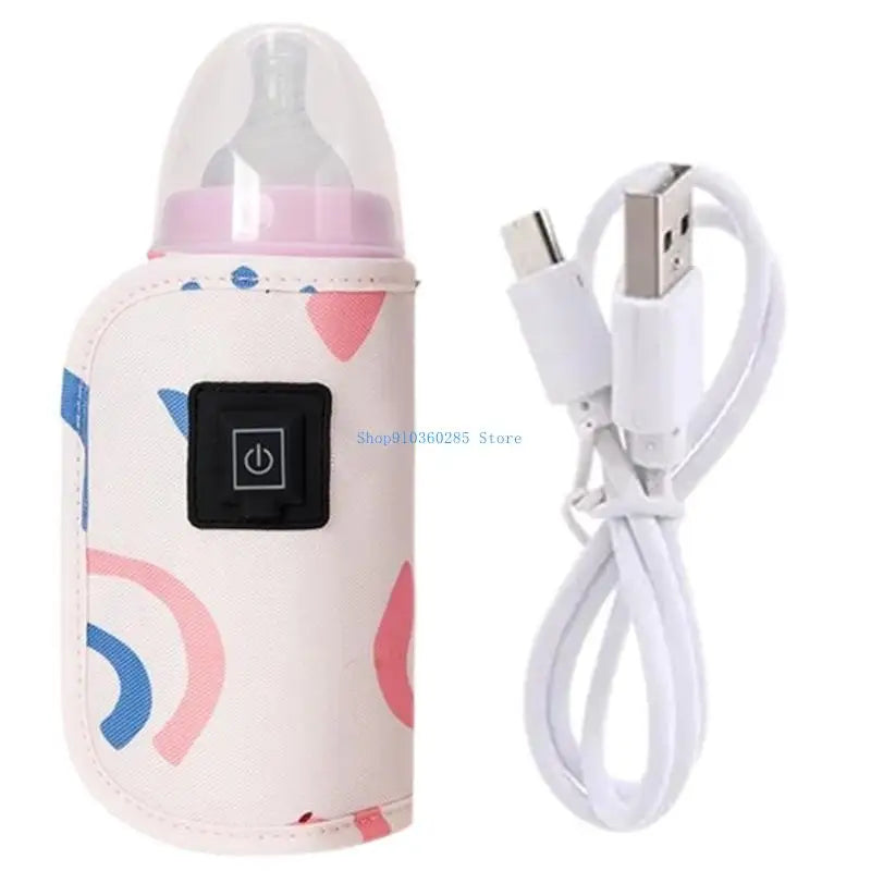 K9FF Baby Bottle Heater Case USB Charging Heating Sleeve Milk Warmer 3-Gear Adjustable Insulated Breastmilk Heating Bag