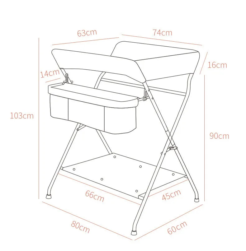 Baby Folding Portable Changing Table Diaper Changing Station Table With Side Basket for Nursery with Safety Belt And Storage Bag