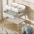 2-in-1 Baby Changing Table with Bathtub Foldable Infant Diaper Station Portable with Storage Tray Anti-rollover Design