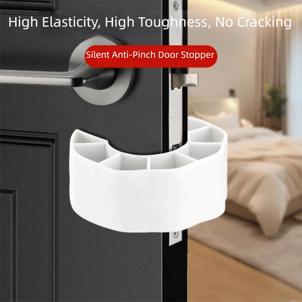 Soft PVC Door Stopper Noise Reduction Silent Design Anti Slam Guard Universal Fit Anti Pinch Finger Protector Kid Safety