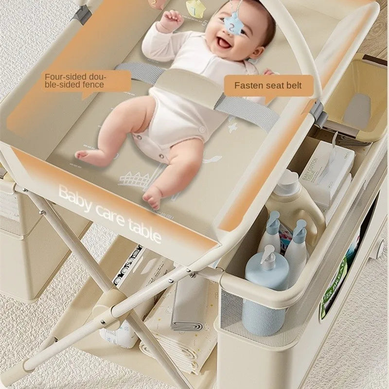 Portable Changing Table, One-Touch Folding Baby Diaper Changing Station with Wheels Adjustable Height for Infant With Many Gift