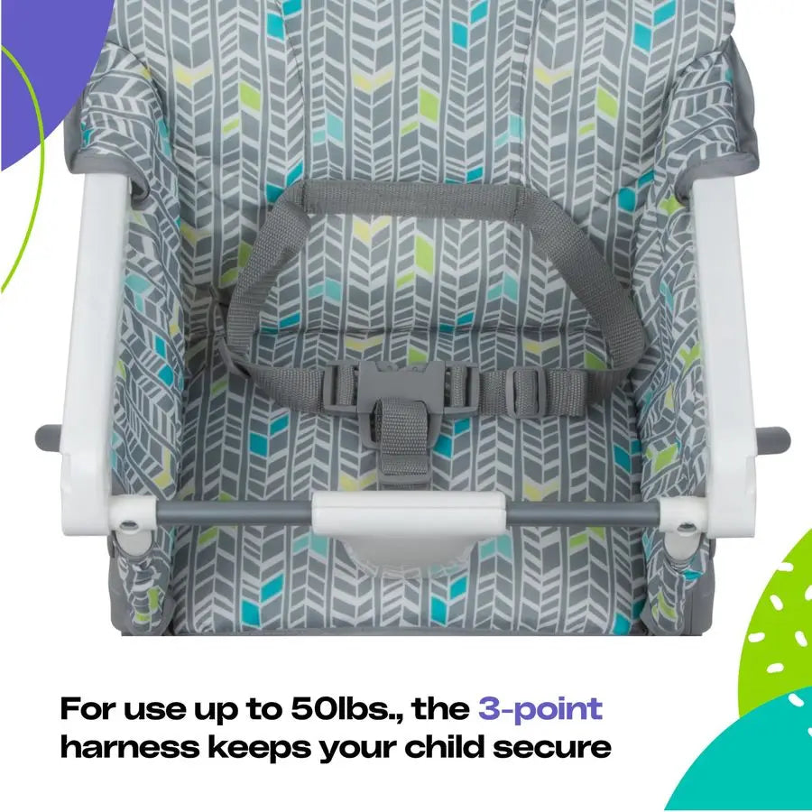 Kids Highchair for Baby, Simple Foldable High Chair, Convenient, Lightweight, and Compact Design, Elephant Squares